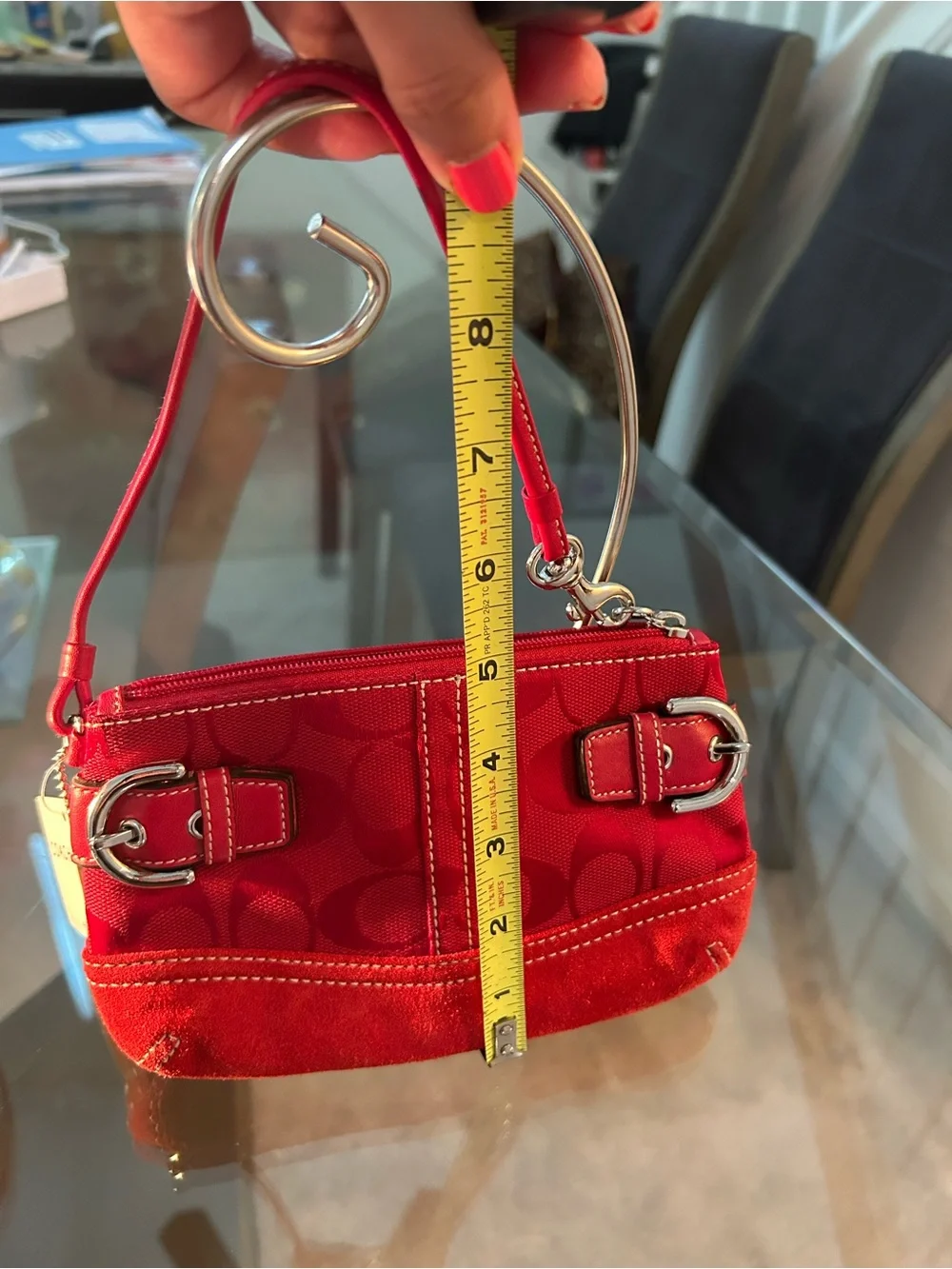 NWT Coach Ruby Red Jacquard Wristlet